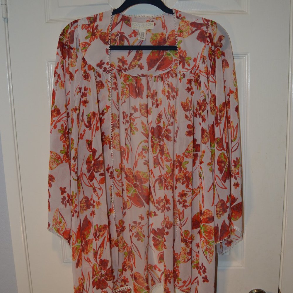 Red Leaf Kimono Style Jacket Plus Size